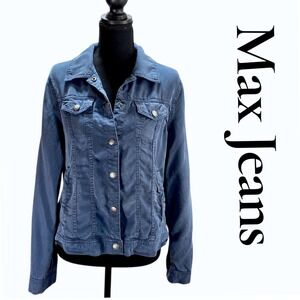 Max Jeans Jacket Womens Medium Blue Tencel Denim Style Lightweight Casual Chic